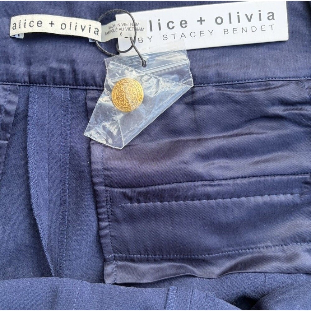 Alice & Olivia Jeans Donald Navy High Rise Retro Sailor Womens Shorts 6 FLAWS - Picture 2 of 16
